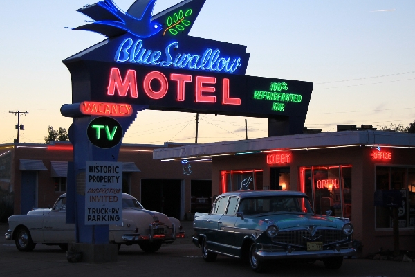 The fabulous neon sign of the Blue Swallow.