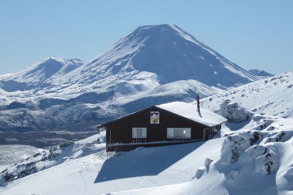 Lodge exterior - Mt Ngauruhoe in background