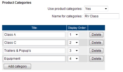 Setup product categories
