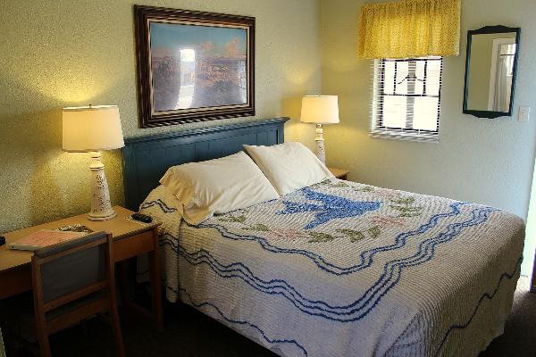 Our queen rooms feature comfortable sleeping for one or two.  This is Room 1.