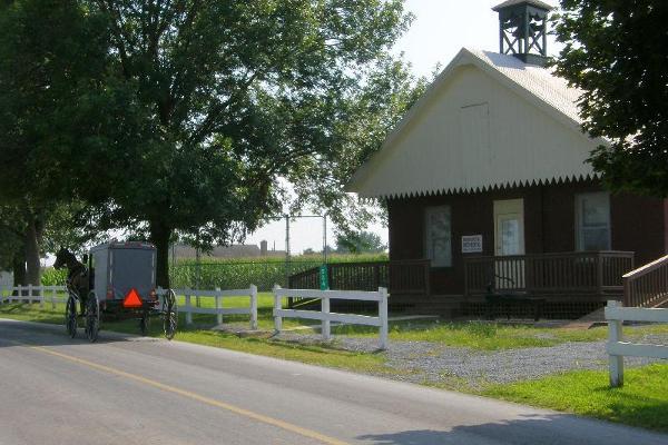 Amish one-room schools and horse-drawn buggies are common tour sights.