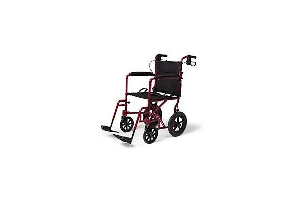 Medline Lightweight Transport Adult Folding Wheelchair with Handbrakes