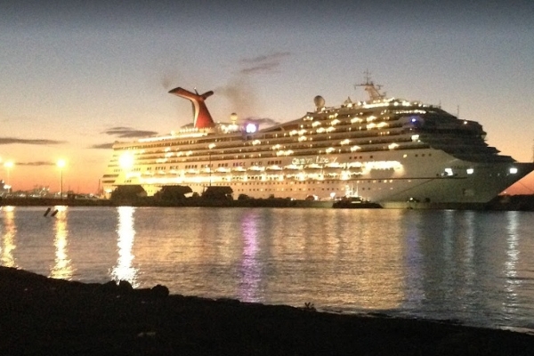 Carnival Ship taking the channel to open water