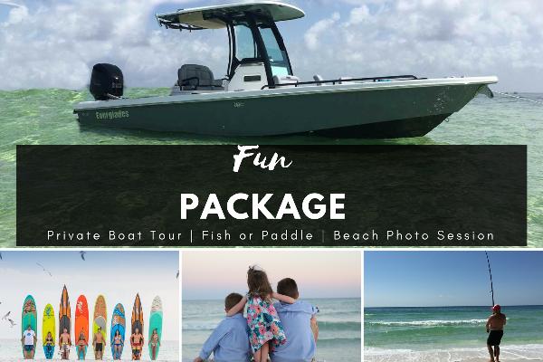 Fun Package BOAT | FISH OR PADDLE | BEACH PHOTO SESSION