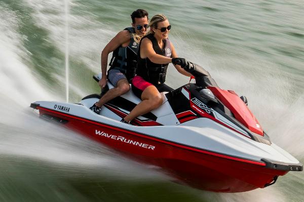 2020 Red Yamaha EX Sport seats up to 3 people or 485 lbs.
