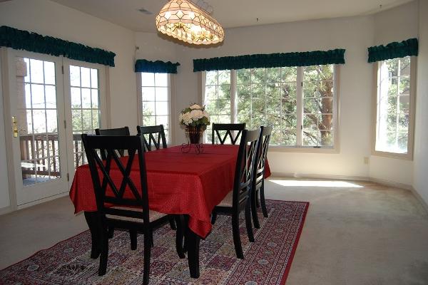 Spacious dining area with lots of windows