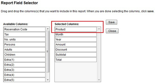 report fields grouped by product