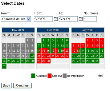 Booking calendar without product listing
